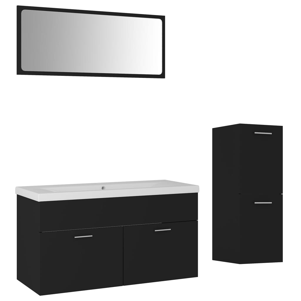 Set Mobili da Bagno Nero in Truciolato - homemem39