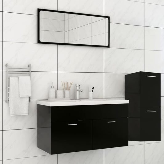 Set Mobili da Bagno Nero in Truciolato - homemem39