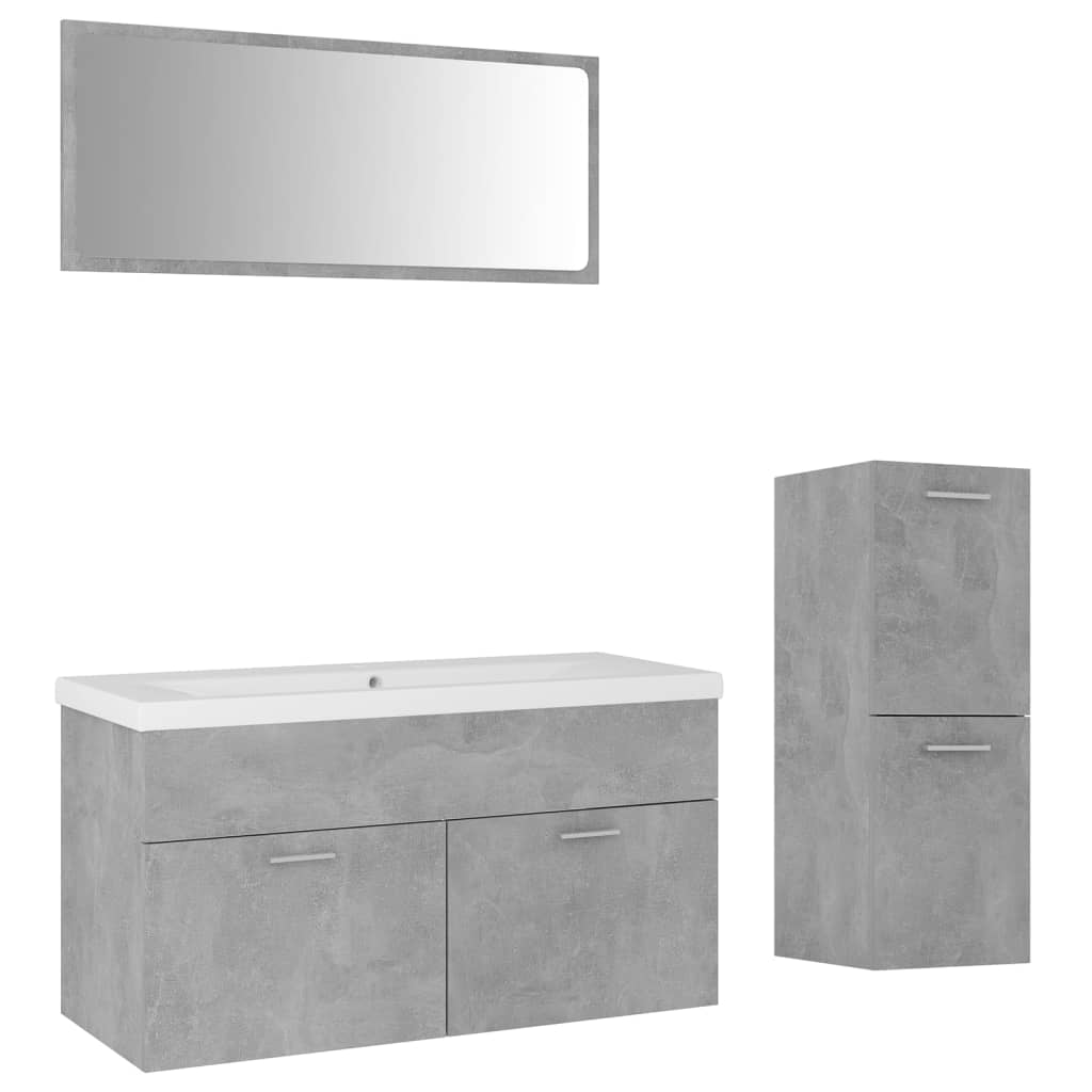 Set Mobili da Bagno Grigio Cemento in Truciolato - homemem39