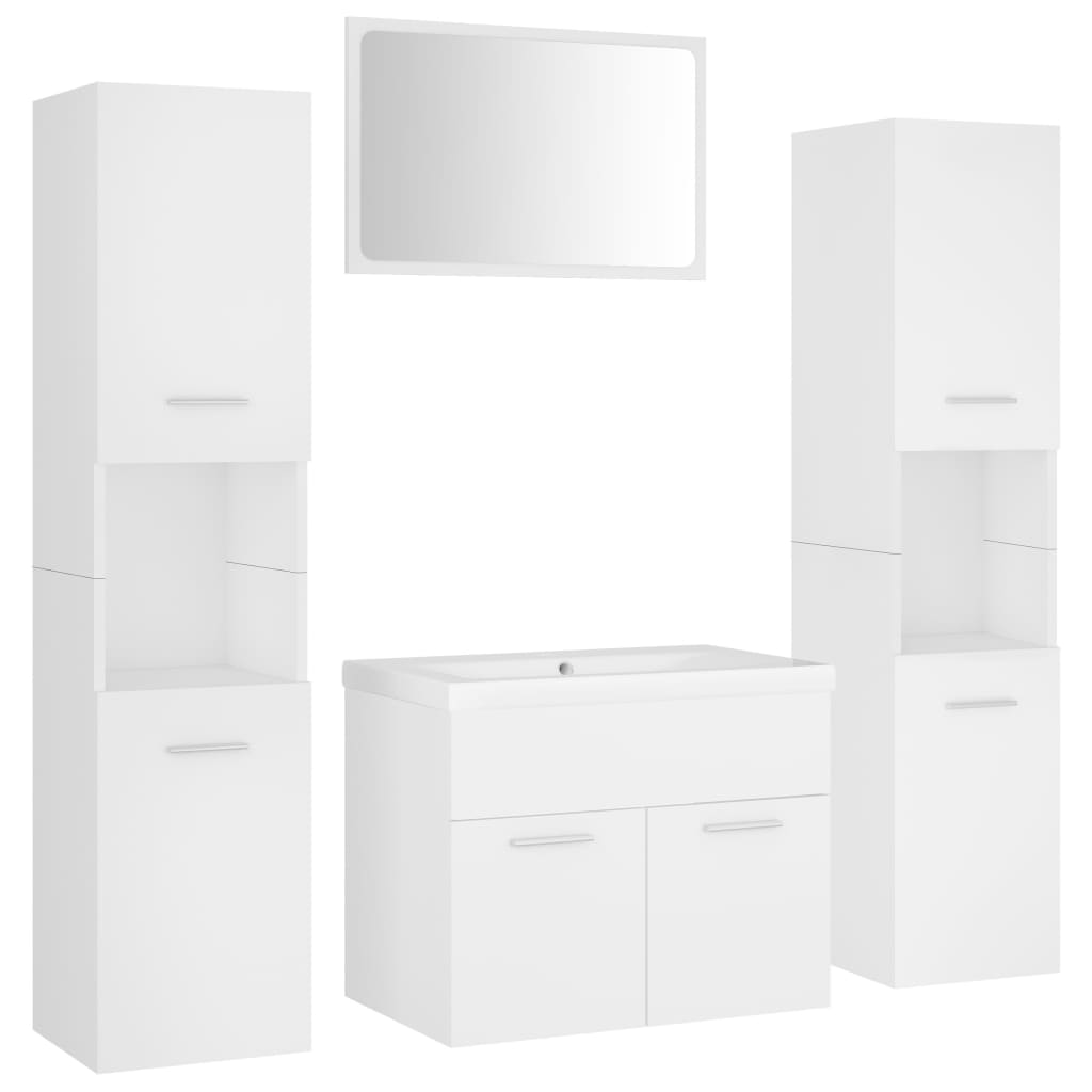 Set Mobili da Bagno Bianco in Legno Multistrato