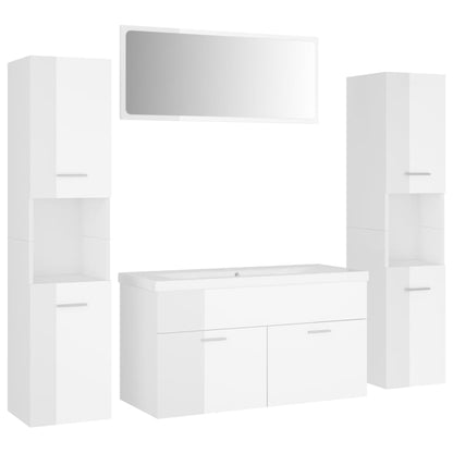 Set Mobili da Bagno Bianco Lucido in Legno Multistrato - homemem39