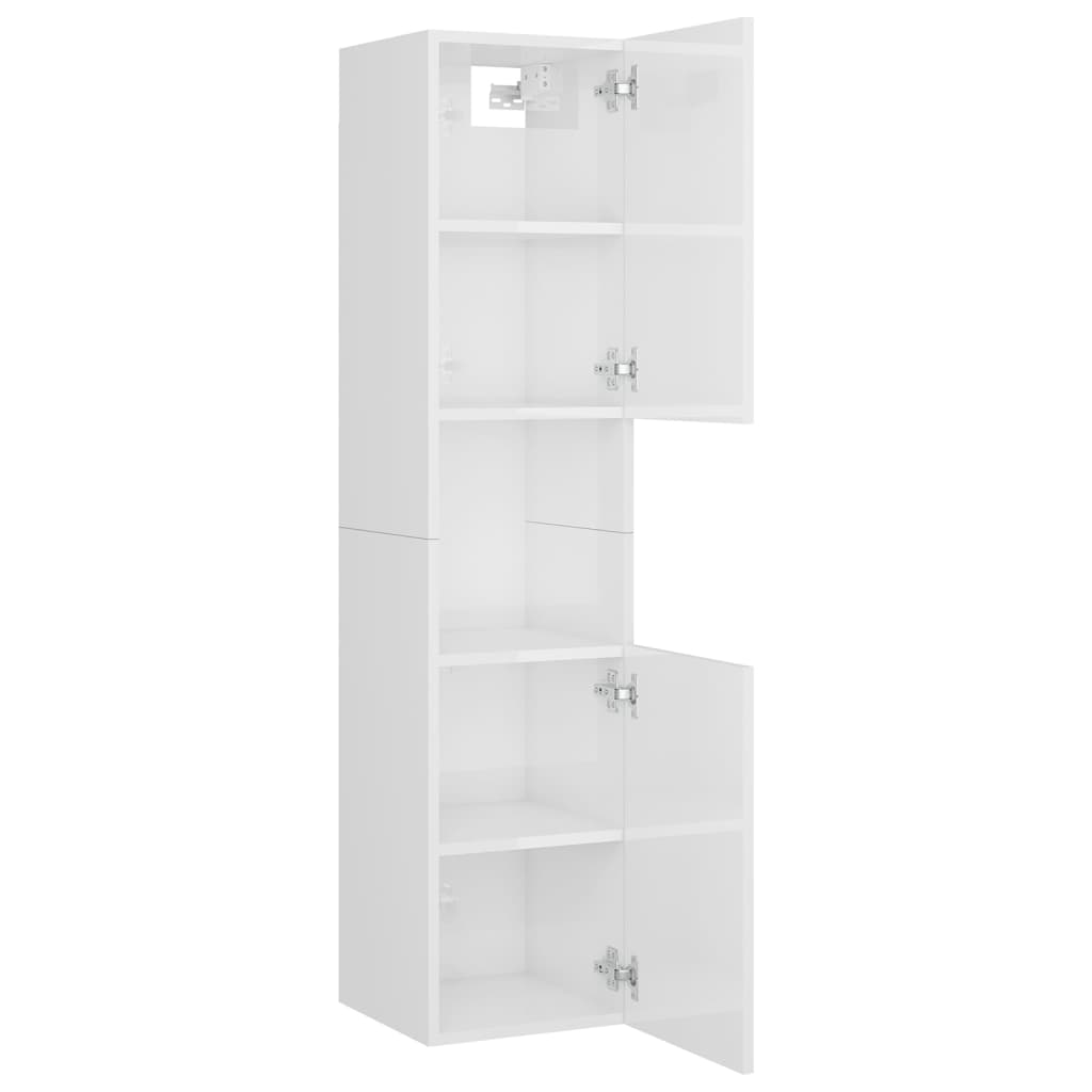 Set Mobili da Bagno Bianco Lucido in Legno Multistrato - homemem39