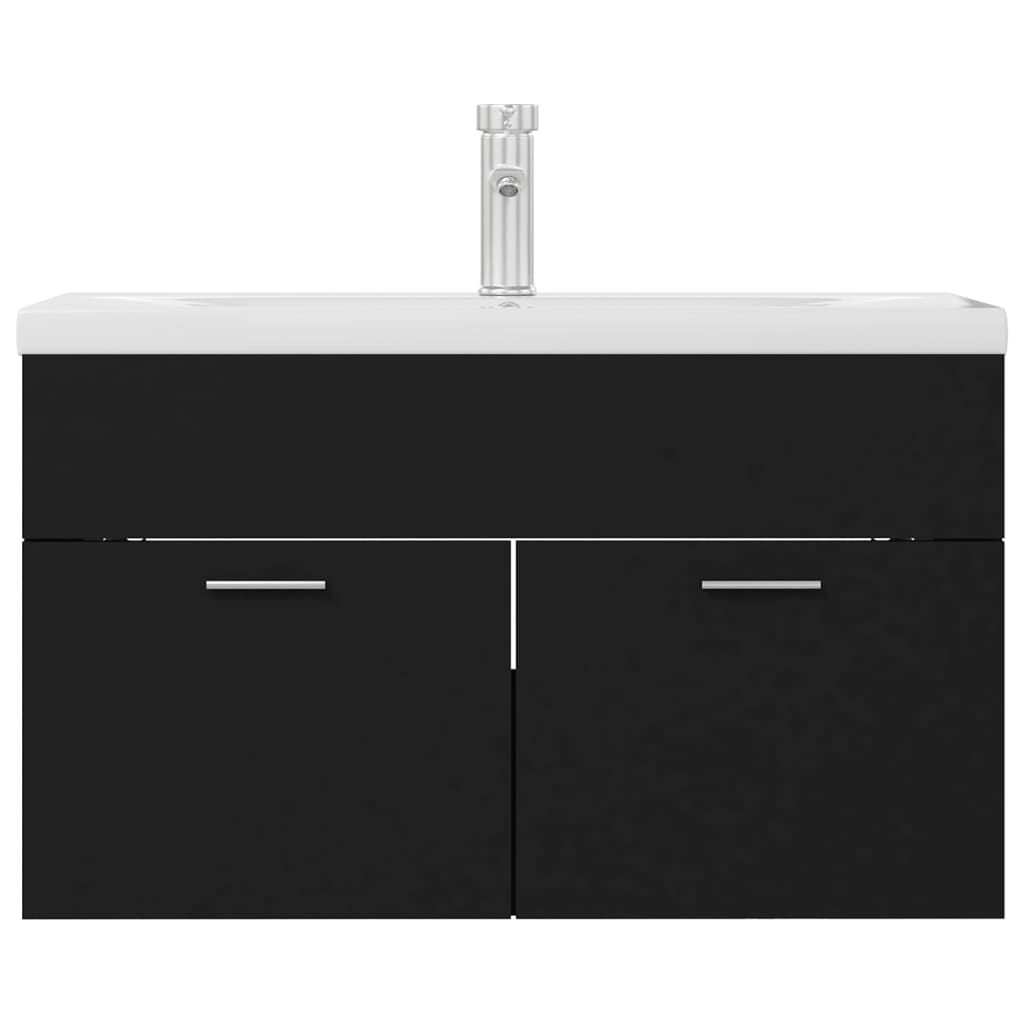 Mobile con Lavabo Integrato Nero in Legno Multistrato | homemem39