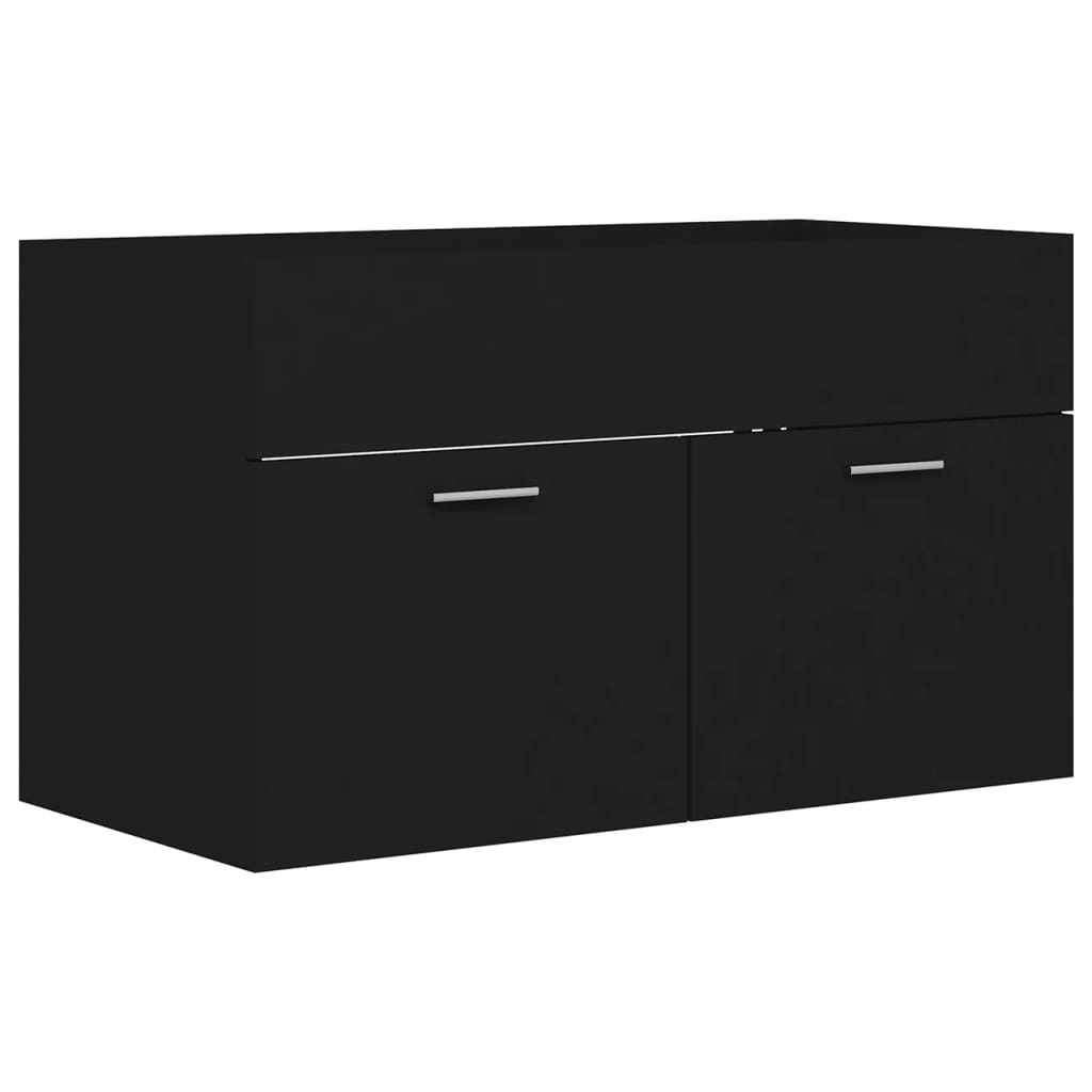 Mobile con Lavabo Integrato Nero in Legno Multistrato | homemem39