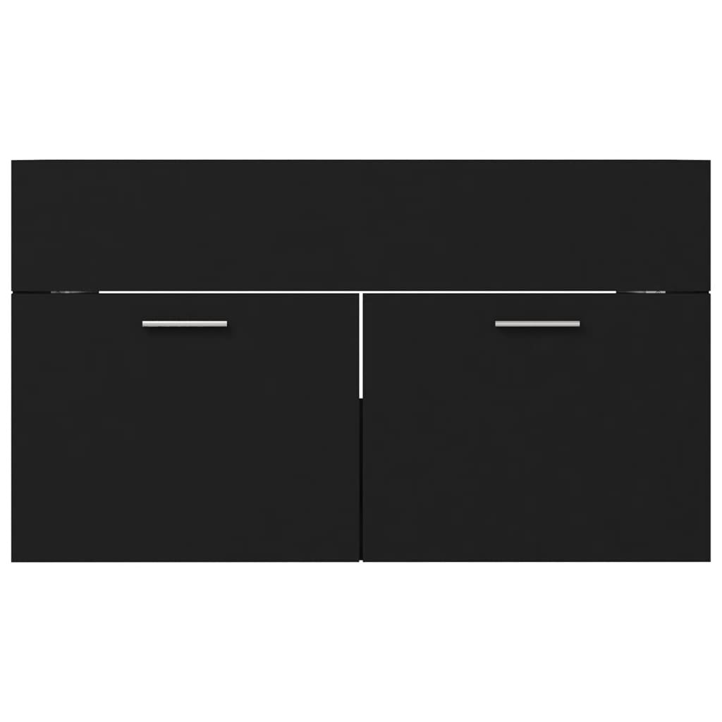 Mobile con Lavabo Integrato Nero in Legno Multistrato | homemem39