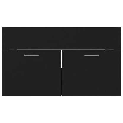 Mobile con Lavabo Integrato Nero in Legno Multistrato | homemem39