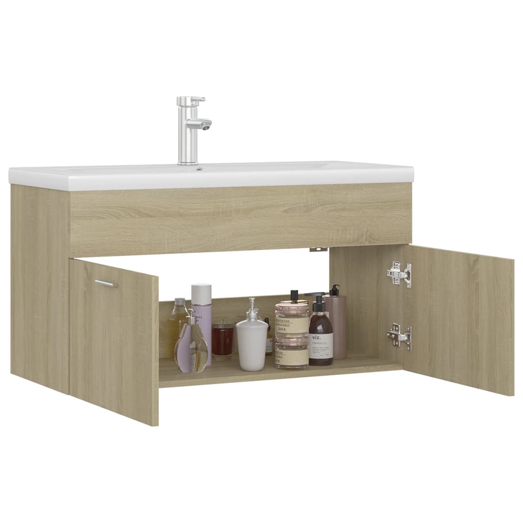 Mobile con Lavabo Integrato Rovere Sonoma in Legno Multistrato | homemem39