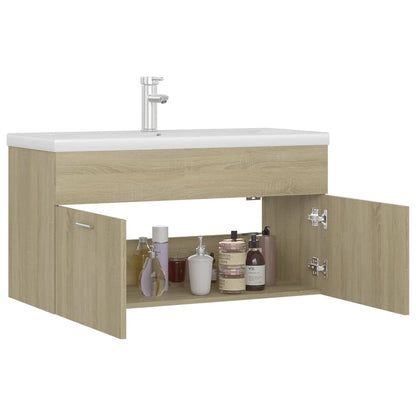 Mobile con Lavabo Integrato Rovere Sonoma in Legno Multistrato | homemem39