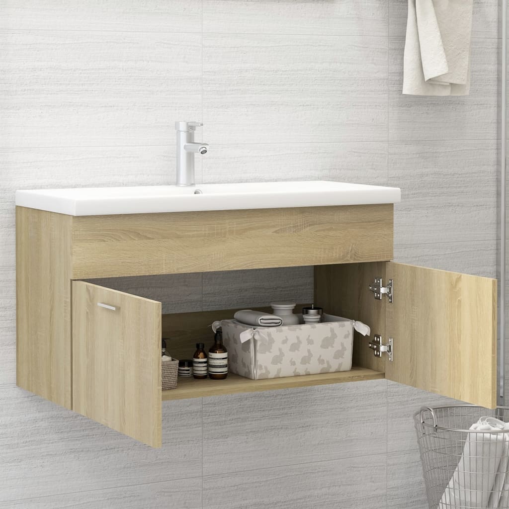 Mobile con Lavabo Integrato Rovere Sonoma in Legno Multistrato | homemem39