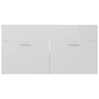 Mobile con Lavabo Integrato Bianco Lucido in Legno Multistrato | homemem39