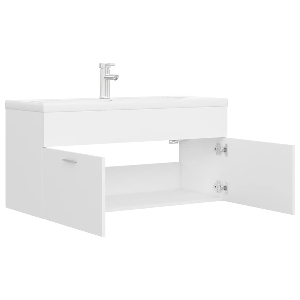 Mobile Bagno con Lavabo Integrato Bianco in Legno Multistrato