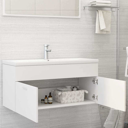 Mobile Bagno con Lavabo Integrato Bianco in Legno Multistrato