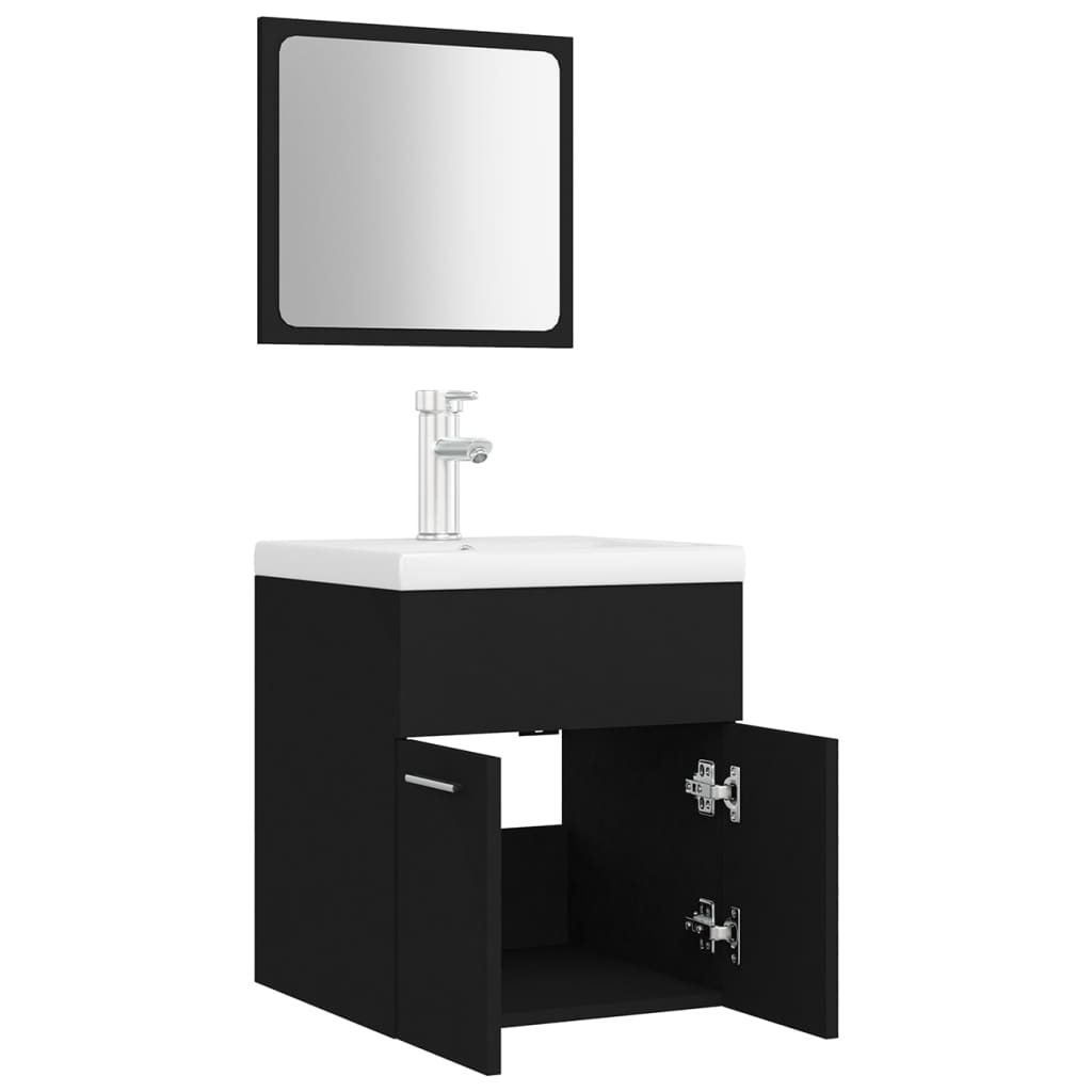 Set Mobili da Bagno Nero in Legno Multistrato | homemem39