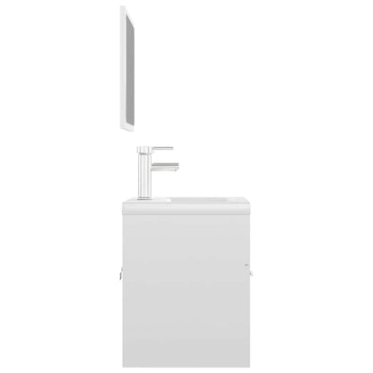Set Mobili da Bagno Bianco Lucido in Legno Multistrato | homemem39