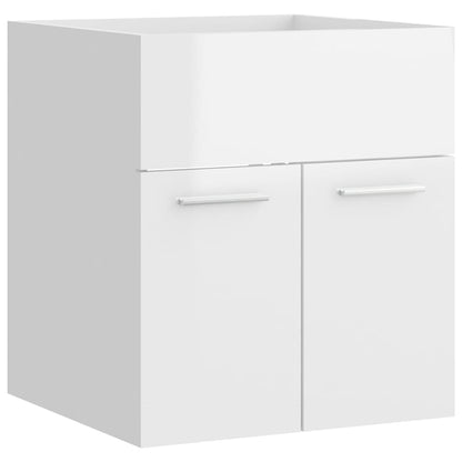 Set Mobili da Bagno Bianco Lucido in Legno Multistrato | homemem39