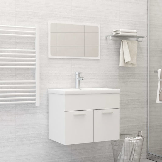 Set Mobili da Bagno Bianco in Legno Multistrato
