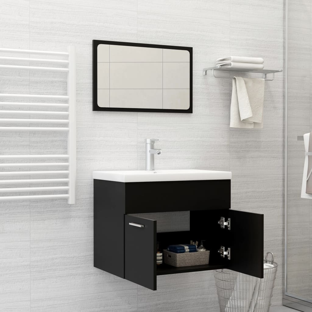 Set Mobili da Bagno Nero in Legno Multistrato | homemem39