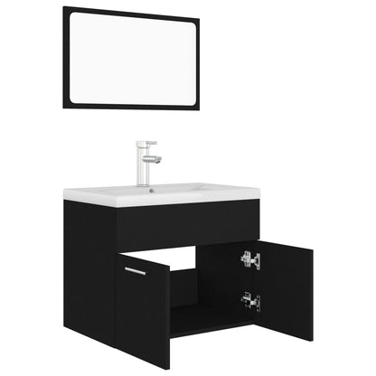 Set Mobili da Bagno Nero in Legno Multistrato | homemem39