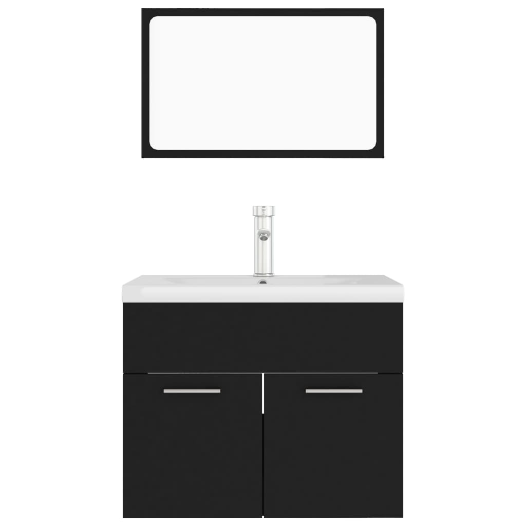 Set Mobili da Bagno Nero in Legno Multistrato | homemem39