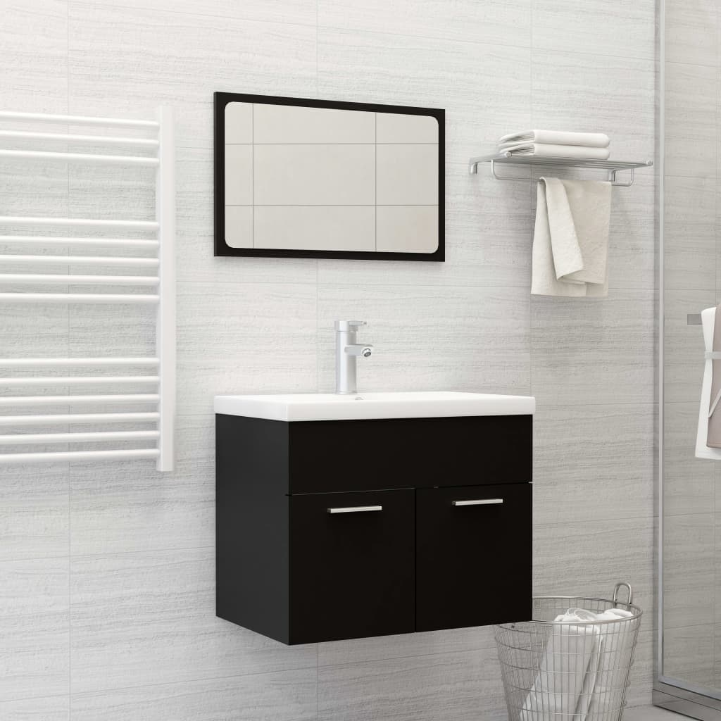 Set Mobili da Bagno Nero in Legno Multistrato | homemem39