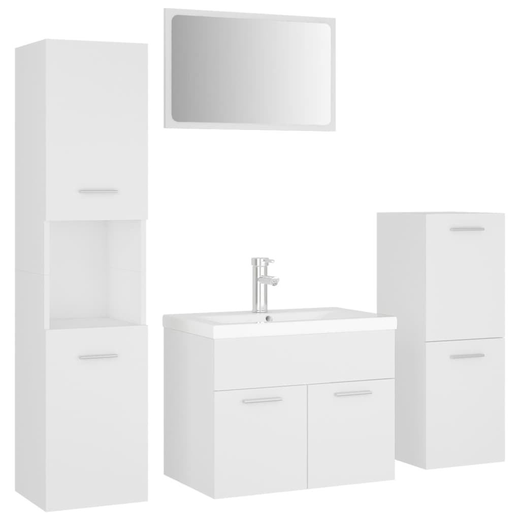Set Mobili da Bagno Bianco in Legno Multistrato