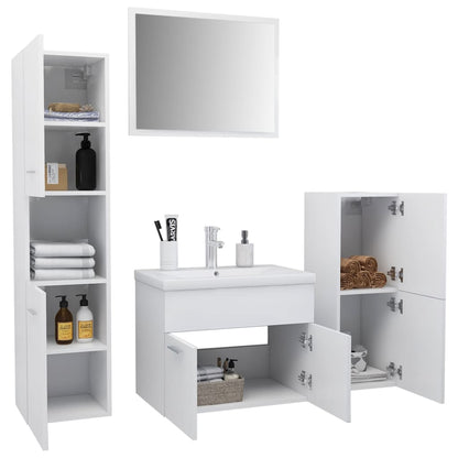 Set Mobili da Bagno Bianco in Legno Multistrato