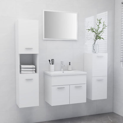 Set Mobili da Bagno Bianco in Legno Multistrato