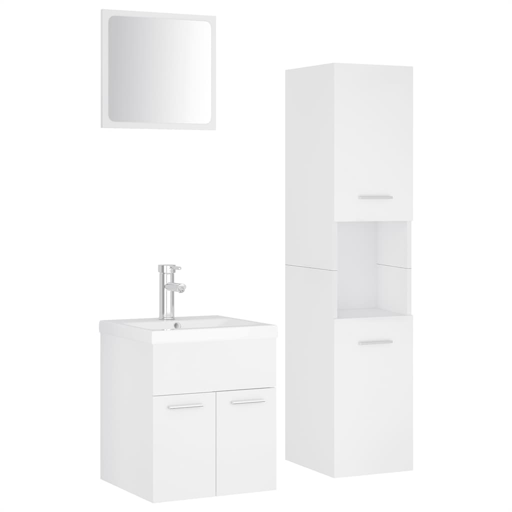 Set Mobili da Bagno Bianco in Legno Multistrato | homemem39