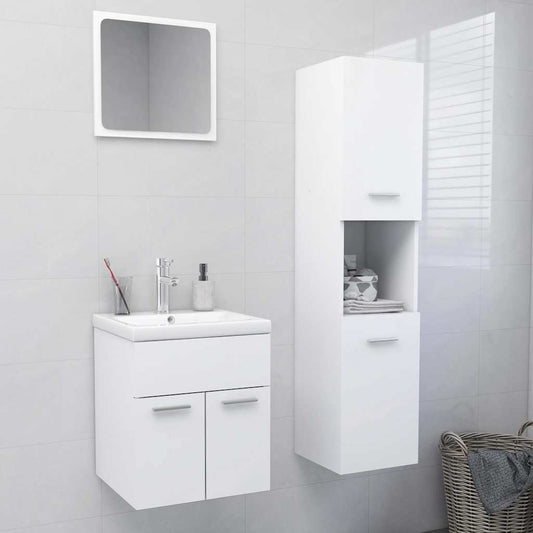 Set Mobili da Bagno Bianco in Legno Multistrato | homemem39