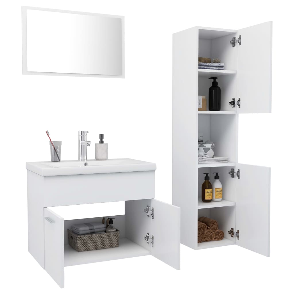 Set Mobili da Bagno Bianco in Truciolato - homemem39