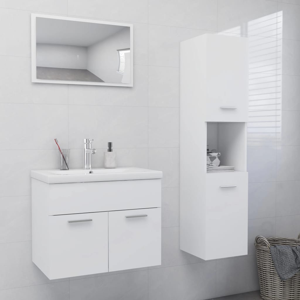 Set Mobili da Bagno Bianco in Truciolato - homemem39