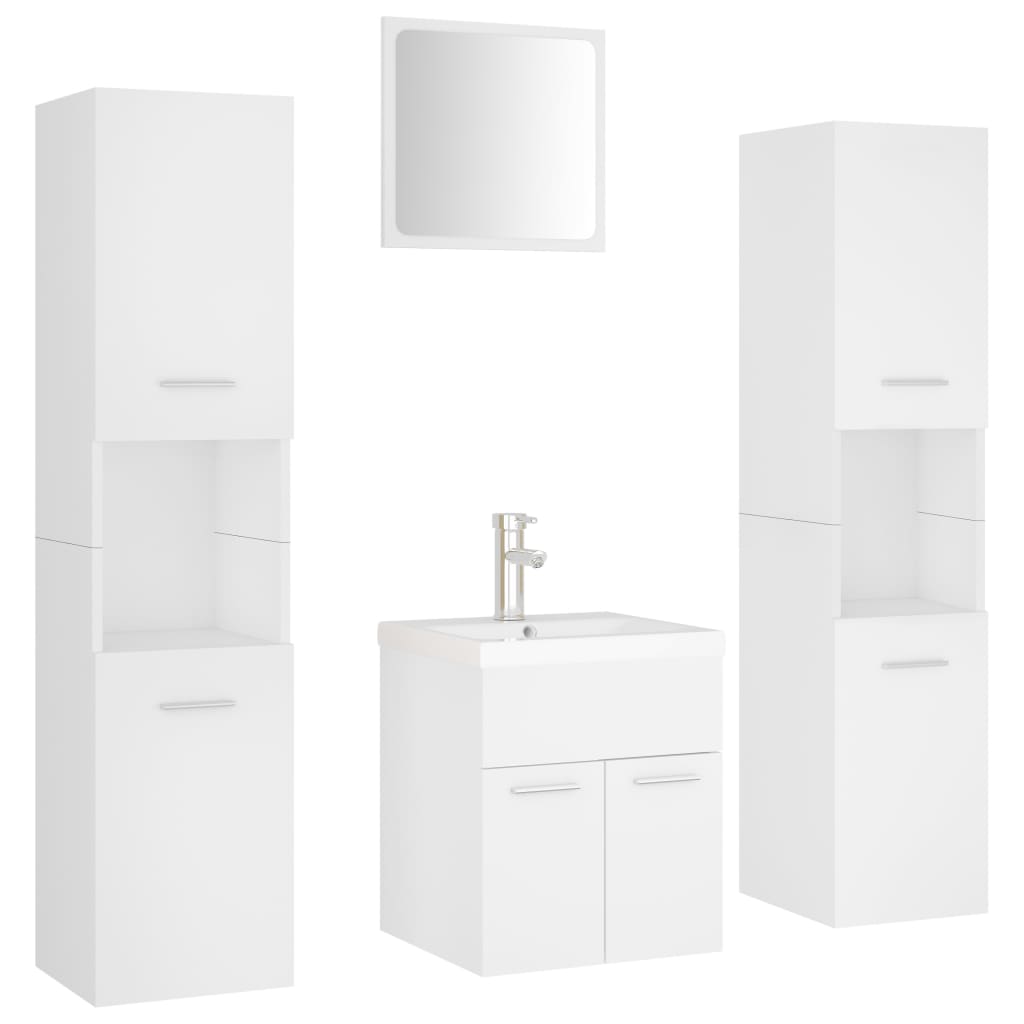 Set Mobili da Bagno Bianco in Legno Multistrato | homemem39