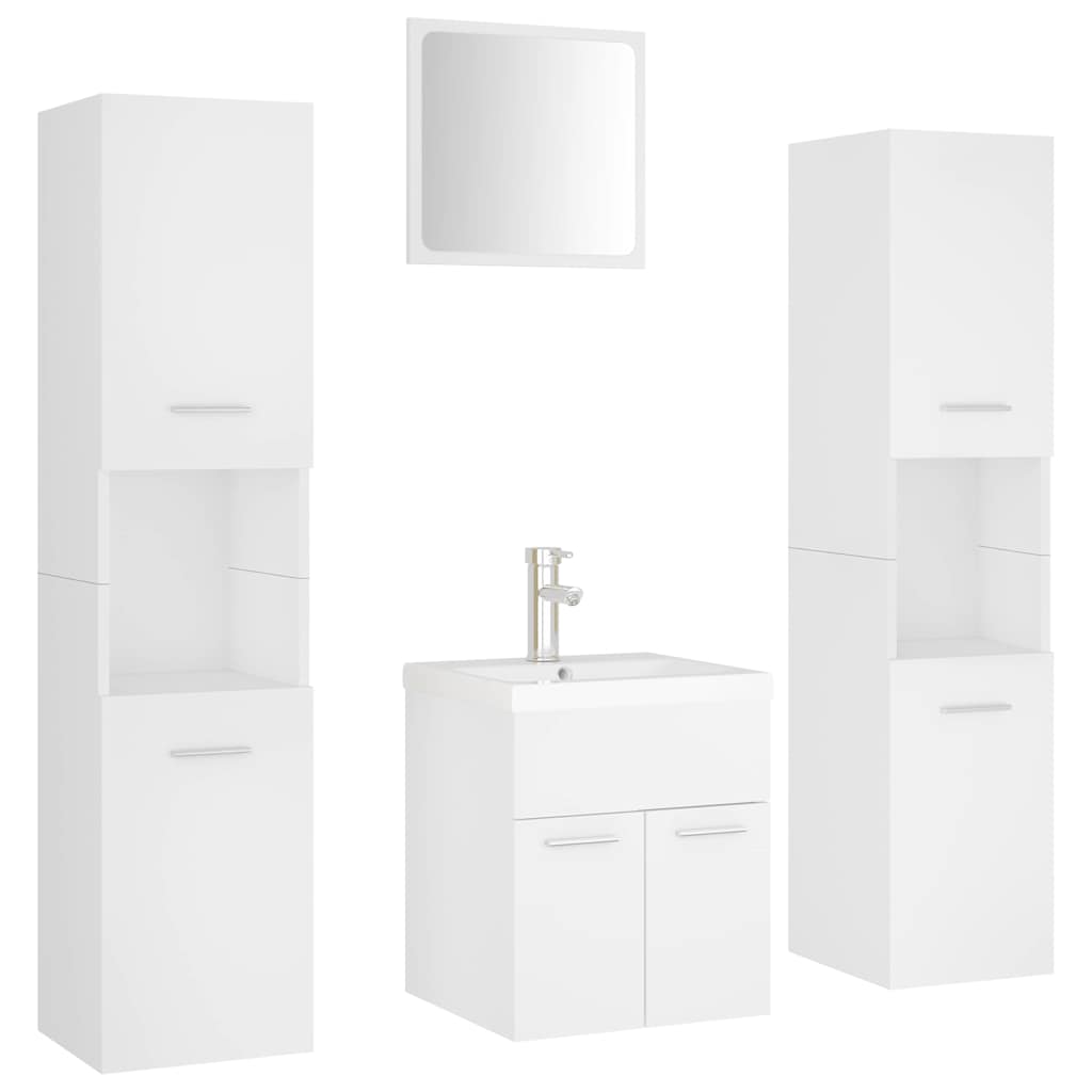 Set Mobili da Bagno Bianco in Legno Multistrato