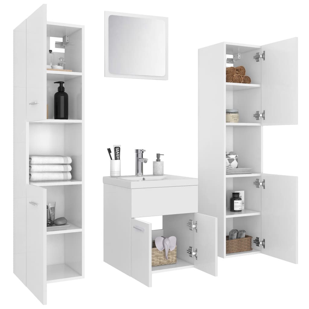 Set Mobili da Bagno Bianco in Legno Multistrato | homemem39