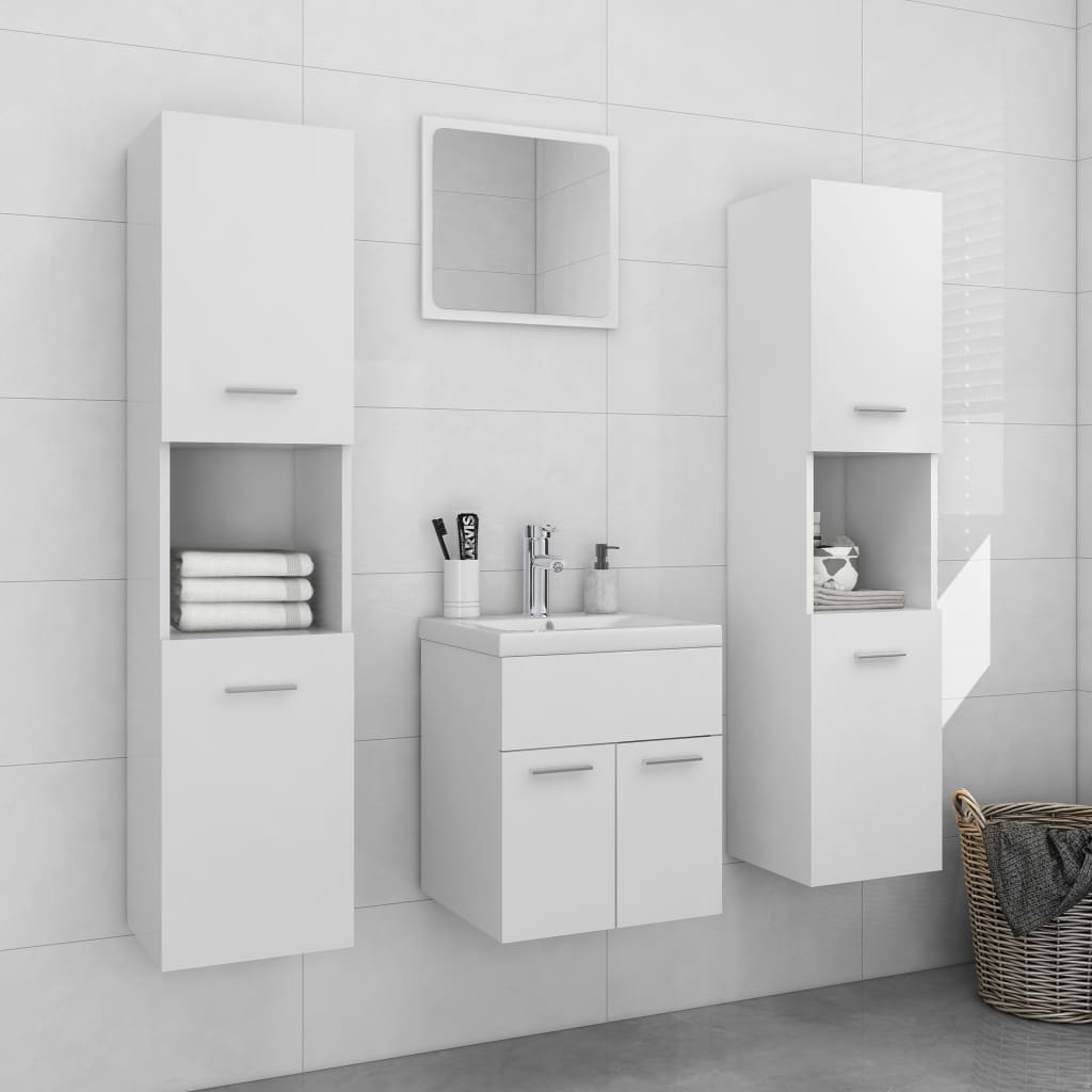 Set Mobili da Bagno Bianco in Legno Multistrato | homemem39
