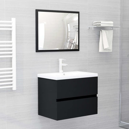 Mobile con Lavabo Integrato Nero in Legno Multistrato - homemem39