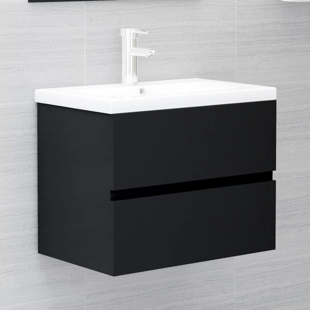 Mobile con Lavabo Integrato Nero in Legno Multistrato - homemem39