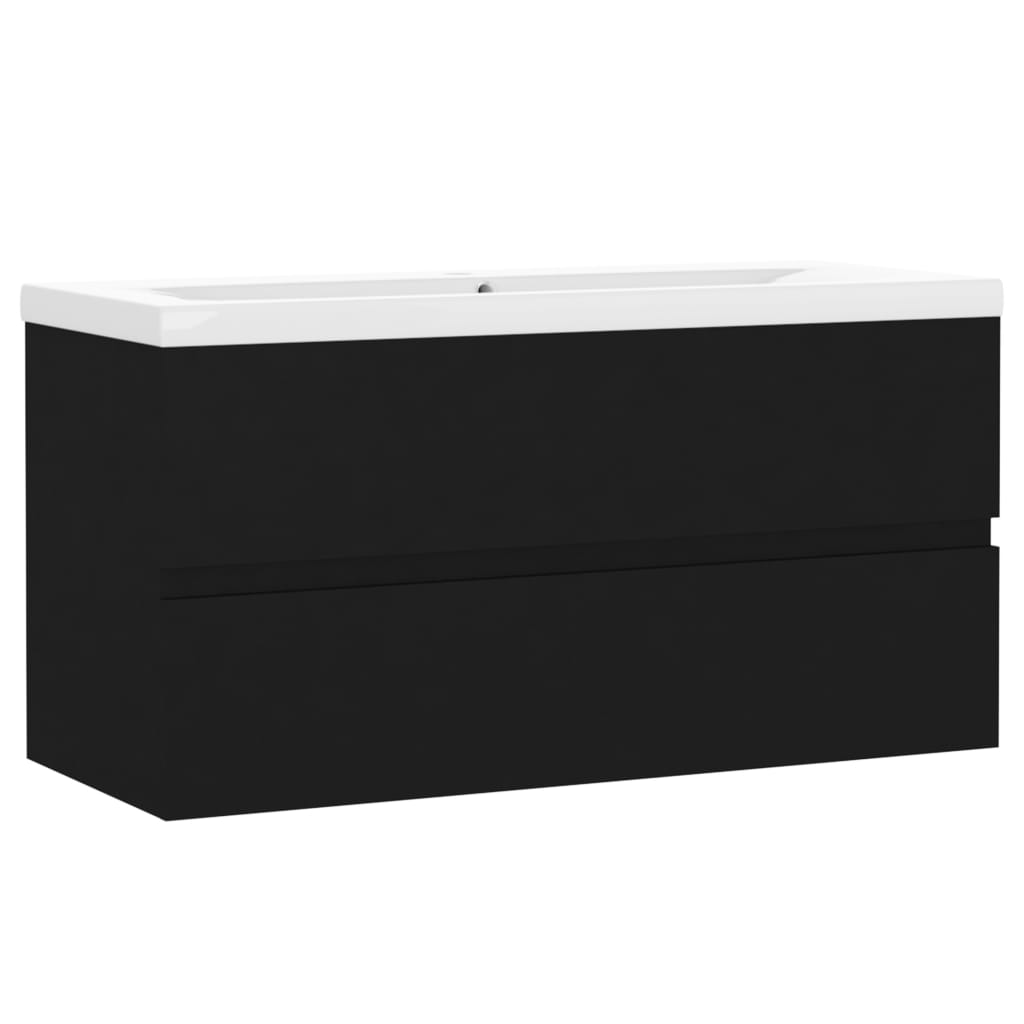 Mobile con Lavabo Integrato Nero in Legno Multistrato | homemem39