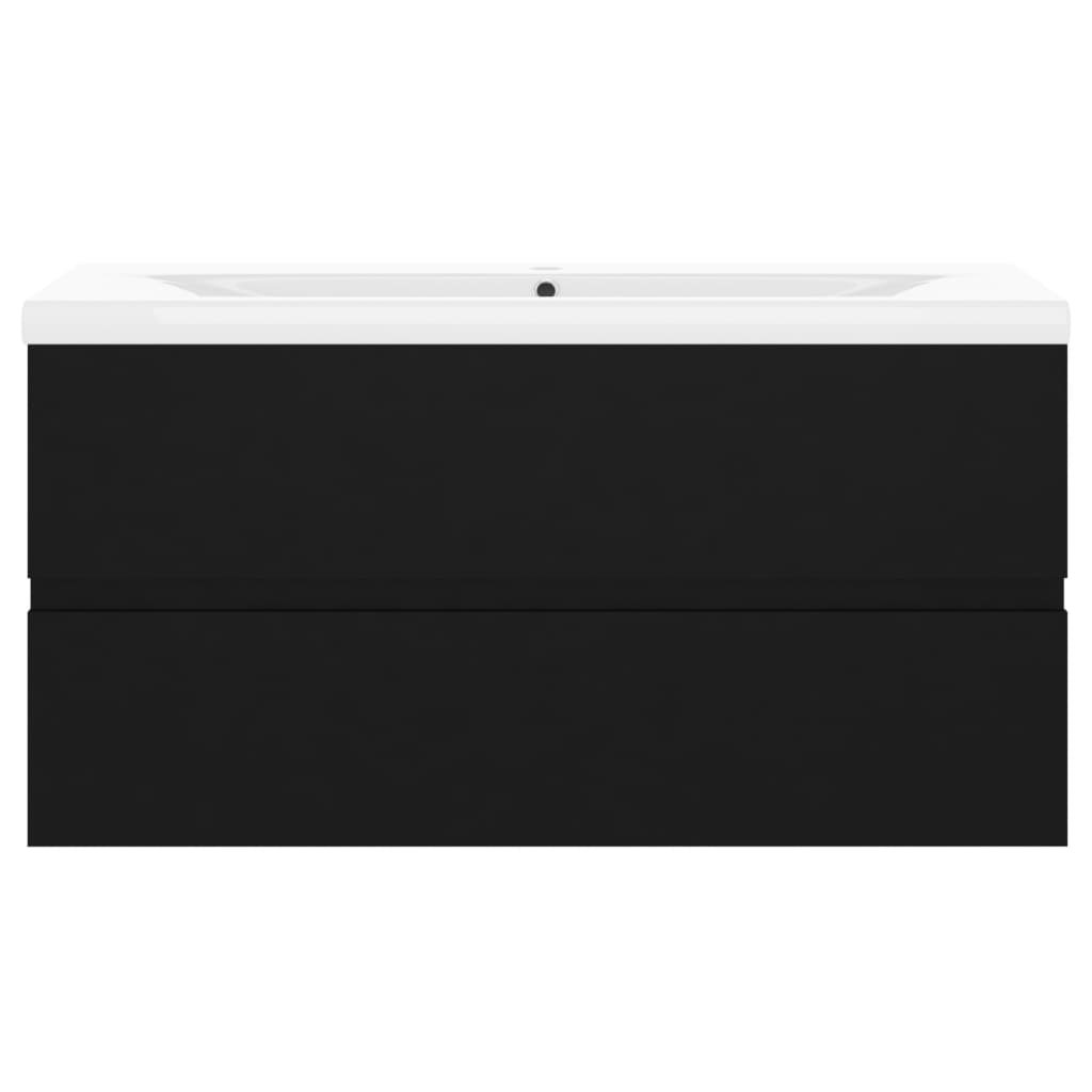 Mobile con Lavabo Integrato Nero in Legno Multistrato | homemem39
