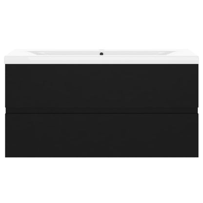 Mobile con Lavabo Integrato Nero in Legno Multistrato | homemem39