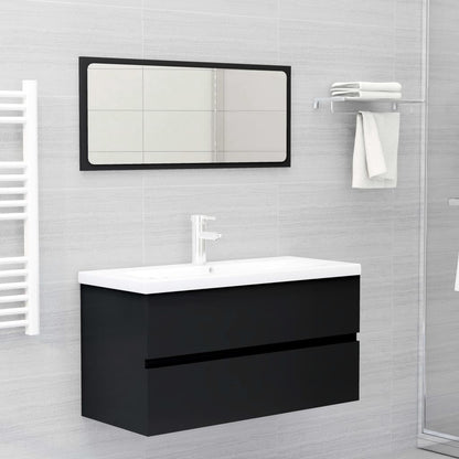 Mobile con Lavabo Integrato Nero in Legno Multistrato | homemem39