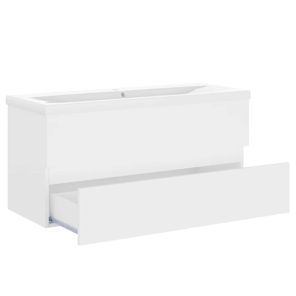 Mobile con Lavabo Integrato Bianco in Legno Multistrato