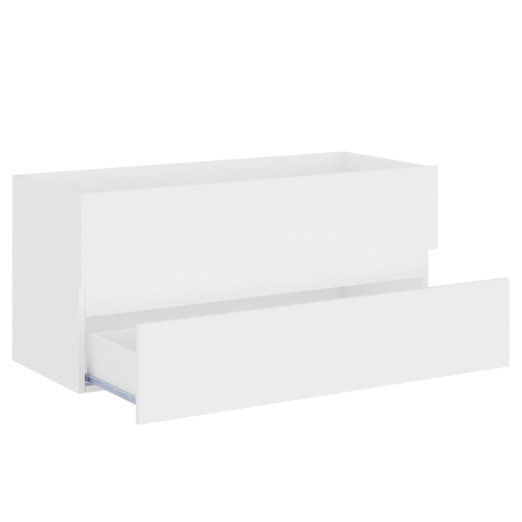 Mobile con Lavabo Integrato Bianco in Legno Multistrato | homemem39