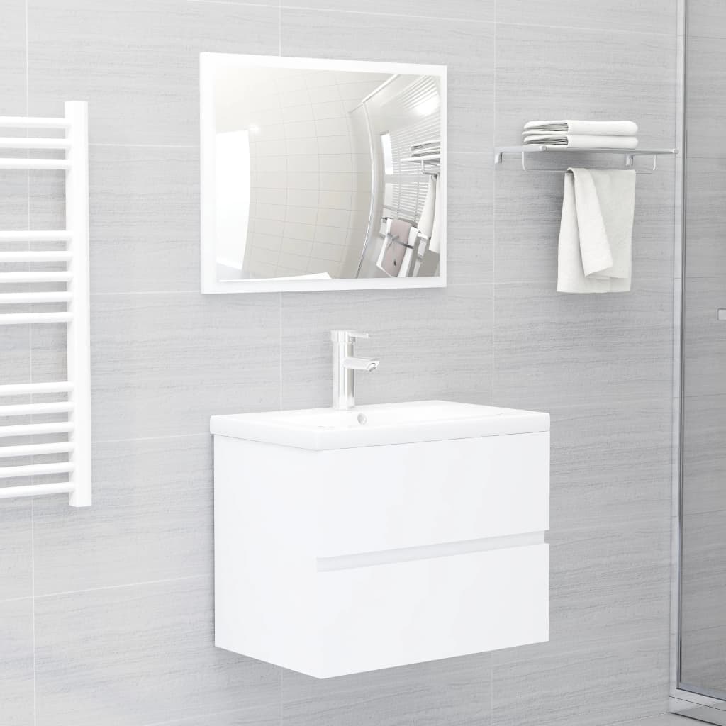 Mobile con Lavabo Integrato Bianco in Legno Multistrato - homemem39