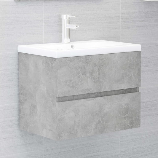 Mobile con Lavabo Integrato Grigio Cemento in Legno Multistrato - homemem39