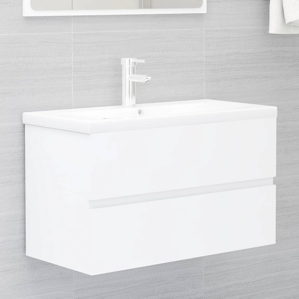 Mobile con Lavabo Integrato Bianco in Legno Multistrato - homemem39