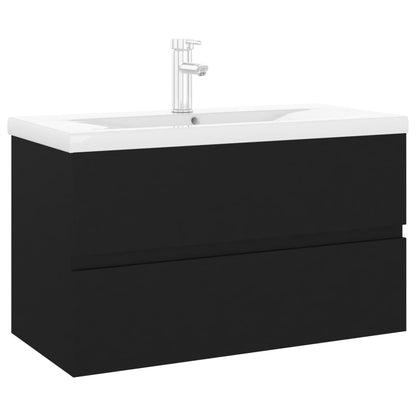 Mobile con Lavabo Integrato Nero in Legno Multistrato - homemem39