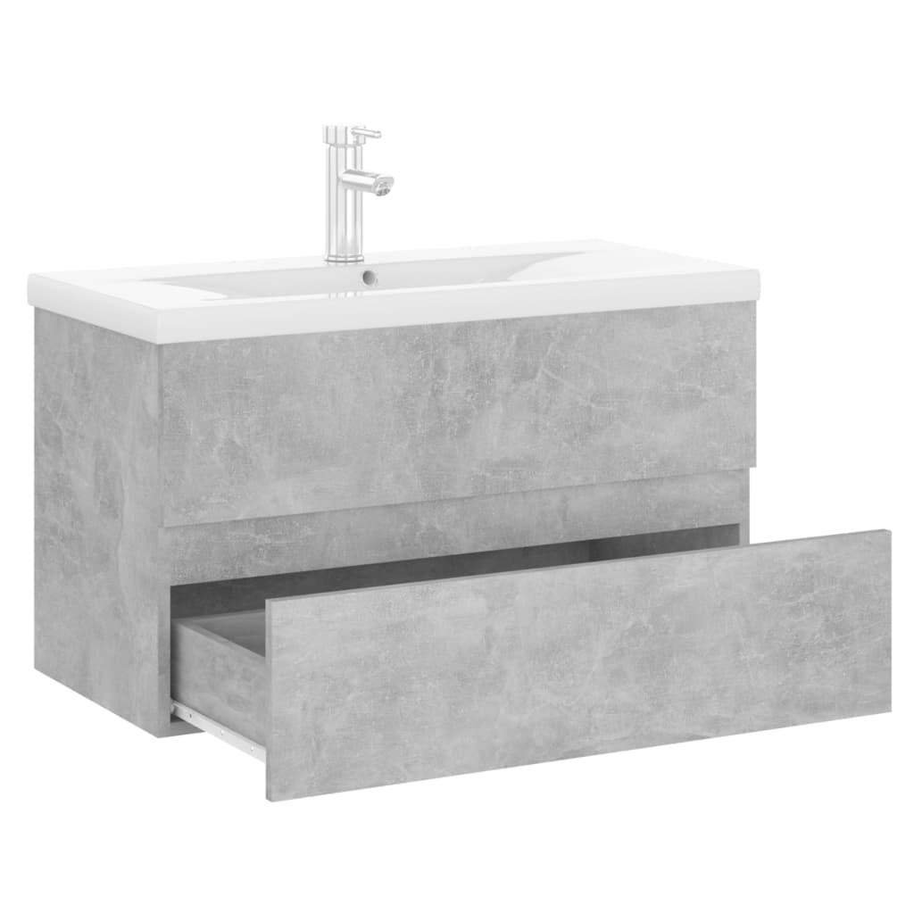 Mobile con Lavabo Integrato Grigio Cemento in Legno Multistrato - homemem39