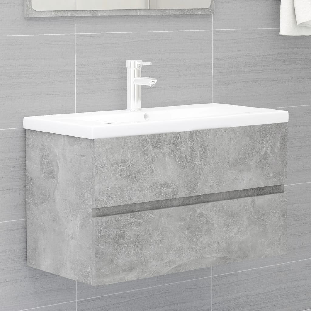 Mobile con Lavabo Integrato Grigio Cemento in Legno Multistrato - homemem39