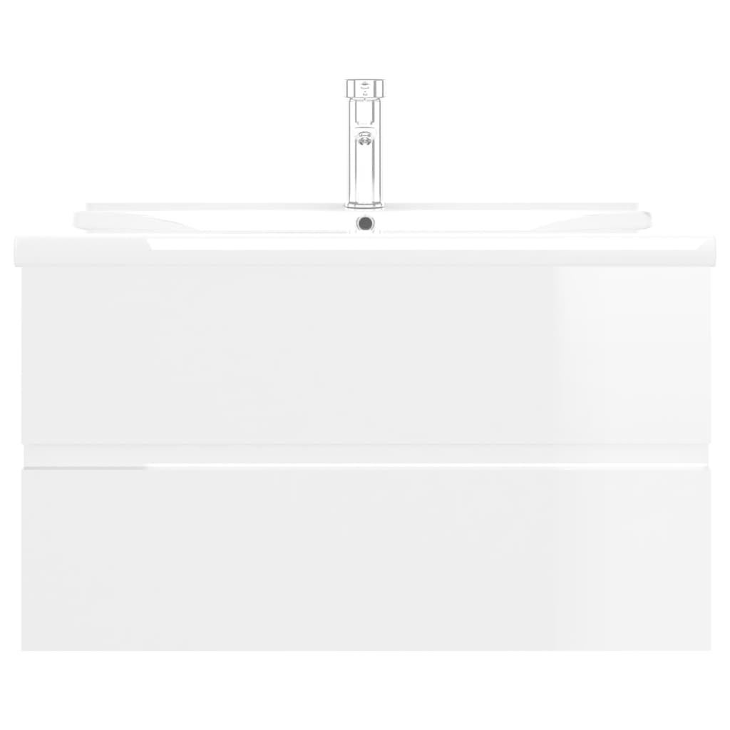 Mobile con Lavabo Integrato Bianco Lucido in Legno Multistrato - homemem39